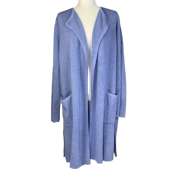 J. Crew Large Juliette Collarless Long Sweater Preppy Coastal Linen - Picture 2 of 9